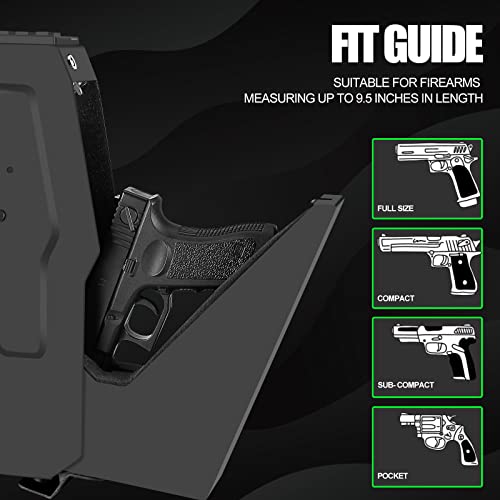 Biometric Handgun Safe - Upgraded Black, Hidden Mounting Design
