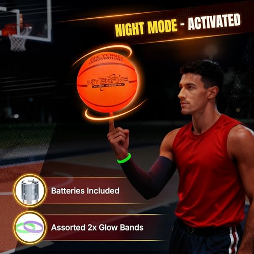Glow-in-The-Dark Size 7 Basketball with LED Lights & Wristbands