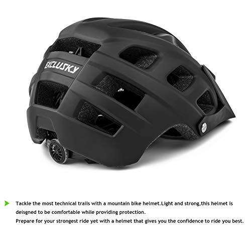 Lightweight Mountain Bike Helmet for Adults with Visor - A-Black