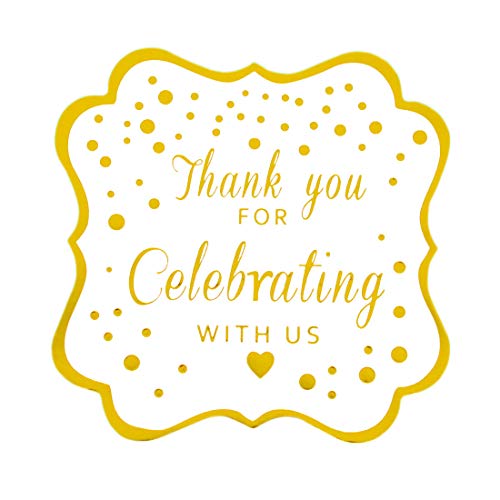 Thank You Stickers - Metallic Gold Ink, 50-Pack, 2"