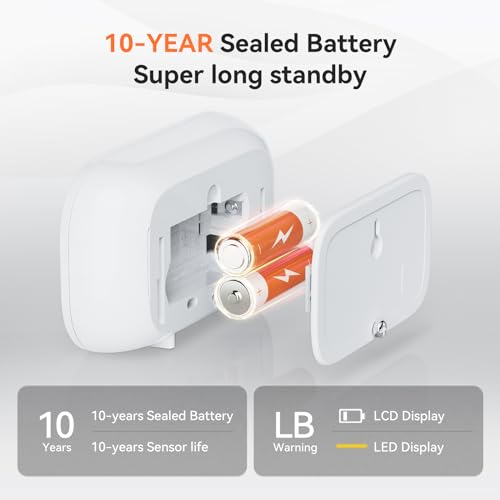 Jemay Carbon Monoxide Detector Alarm, 10-Year CO Detectors with Digital LCD Display, Built-in Battery Carbon Monoxide Detectors for Home and Depot, Portable CO Alarm, 2 Packs