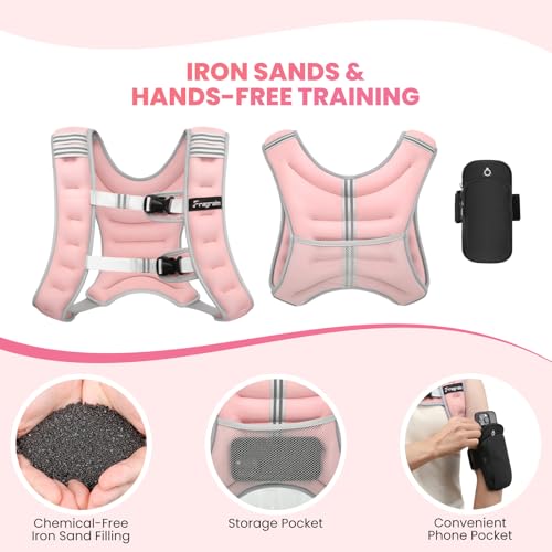 Pink 12 lb Weighted Vest for Women & Men - Adjustable Fitness Equipment