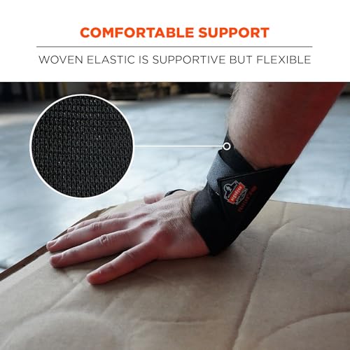 Adjustable Wrist Support Wrap with Thumb Loop - Black, Large/X-Large