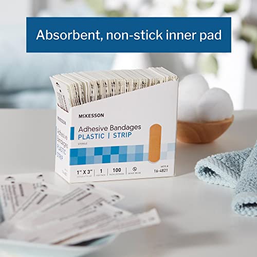 Sterile Adhesive Bandages, Plastic, 1 x 3 Inch, 2400 Pack