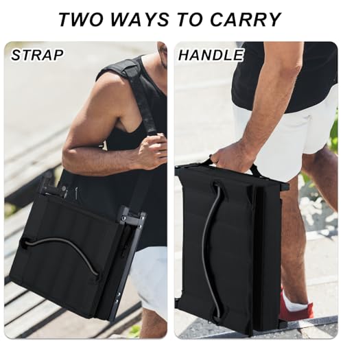 Padded Stadium Seat with Back Support & Cup Holder - Black, 2 pcs