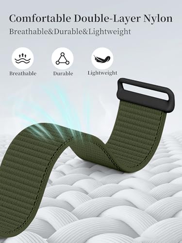 Nylon Loop Sport Band for Fitness Tracker - Military Green, Large