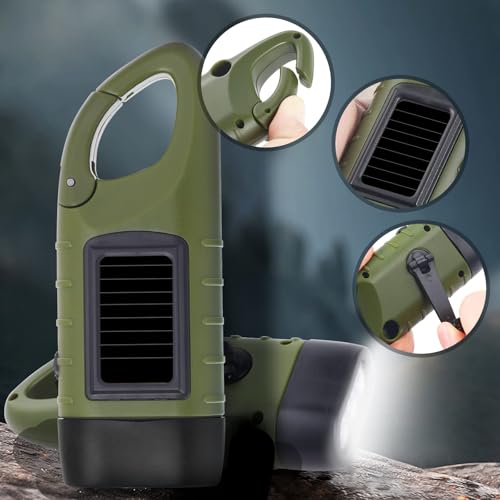 Hand Crank Solar LED Emergency Flashlight - Green