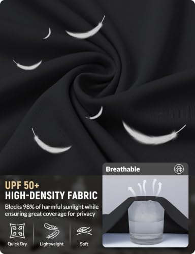 Women's UPF 50+ Sun Shirt - Lightweight Crop, Breathable, Quick Dry, Black, Medium