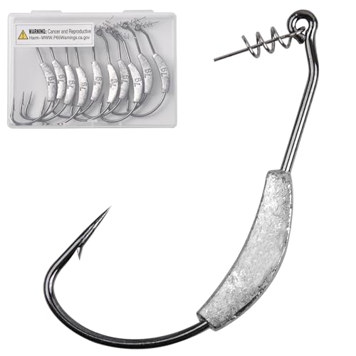 Agool 1/0 Weighted Swimbait Hooks Weedless Jig Heads with Twistlock - 2g/10pcs