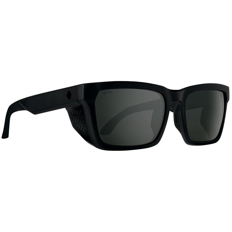 SPY Optic Helm Tech, Full Cover Square Sunglasses, Color and Contrast Enhancing Lenses, Matte Black - Happy Gray Green with Black Spectra Mirror Lenses