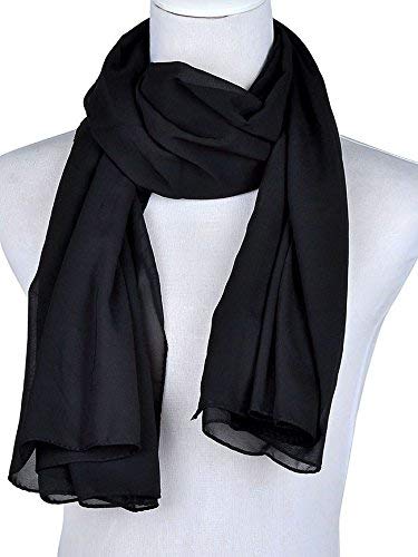 Chiffon Beach Cover Up for Women - Lightweight Swimwear Sarong - Pure Black