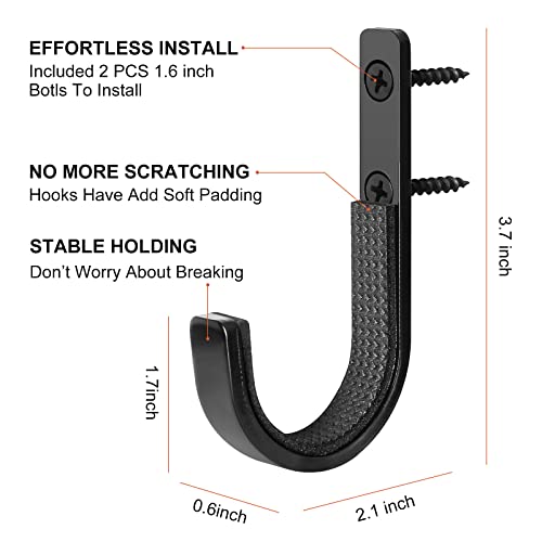 Gun Rack Wall Mount Hooks - 1 Pair Black for Rifles & Shotguns