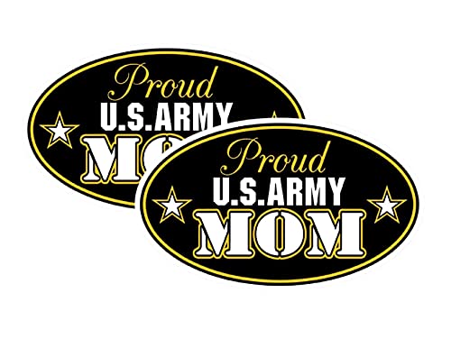 Proud US Army Mom Vinyl Decal Sticker - 2-Pack, 5x3 Inches
