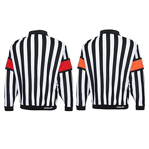 EALER HRJ100 Ice Hockey Referee Long Sleeve Striped Jersey - Medium, Removable Armbands