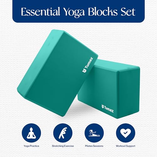 High-Density EVA Foam Yoga Blocks 2 Pack - Non-Slip Green