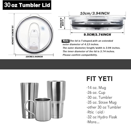30 oz Tumbler Lid Replacement - Spill Proof Plastic Lid