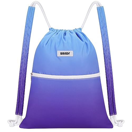 Drawstring Backpack with Shoulder Pad - Small Blue Gradient
