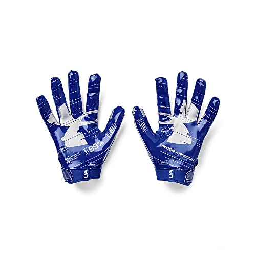 Under Armour F8 Football Gloves - Men's, Royal/Metallic Silver, Large