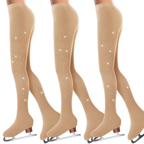 Figure Skating Tights with Rhinestones - Small / Brown