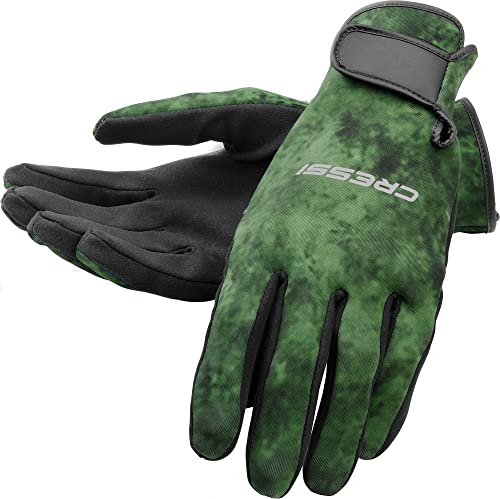 Cressi Camouflage Spearfishing Gloves Large Camo Green - Neoprene Diving Gloves