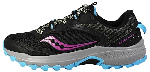 Saucony Women's Excursion Tr15 Trail Running Shoes 7.5 Wide Black Lime