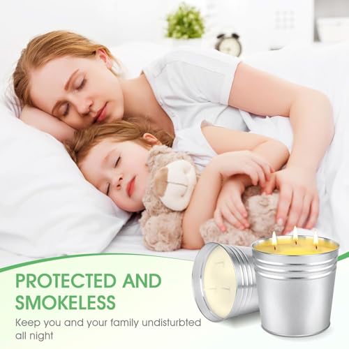 CAKETYCG Set of 2 Citronella 17oz 3-Wick Soy Candles, Outdoor Lantern Tin, 180 Hr Burn