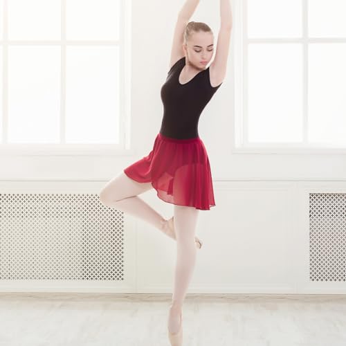 Yolev Women's Burgundy Ballet Wrap Skirt with Adjustable Waist Tie - One Size