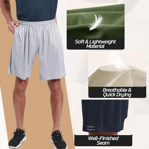 Men's 3 Pack Athletic Shorts with Pockets - Quick Dry Workout Wear