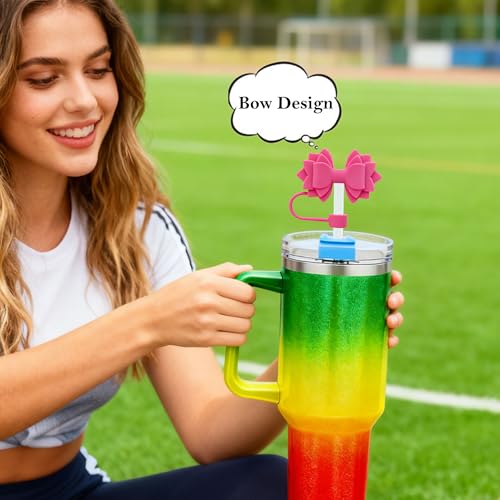 6Pcs Silicone Bow Straw Toppers for 10mm Straws - Off-White
