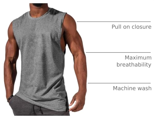 Men's Sleeveless Tank Top with Crew Neck - Loose Fit Activewear Shirt