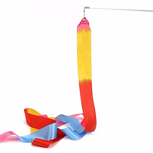 2-Pack Rainbow Rhythmic Gymnastics Ribbons with Wands for Kids Dancing