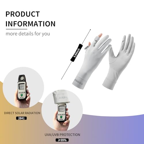 UV Protection Sun Gloves for Women - Touchscreen Full Finger, One Size / Greige-A