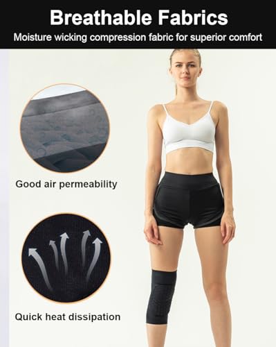 Knee Compression Sleeves - 2 Pack Light EVA Honeycomb - Black, Medium
