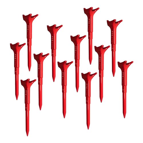 Fire Away 4-Prong Unbreakable Nylon Golf Tees - Red, Pack of 12, 3-1/4 Inch