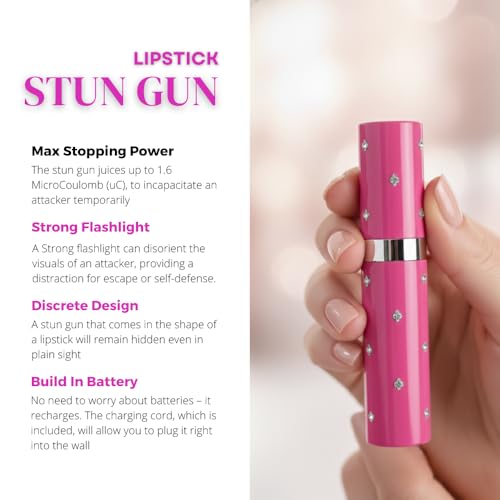 Odds Shifter Pepper Spray and Stun Gun: Lipstick stun Gun for Women, Empowering 1.6 uC Mini Stun Gun and 0.5 oz Pepper Spray Pink - Stun Gun and Pepper Spray Combo