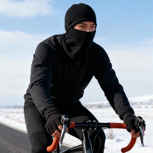Winter Ski Balaclava Thermal Fleece Face Mask - Black & Grey, Medium