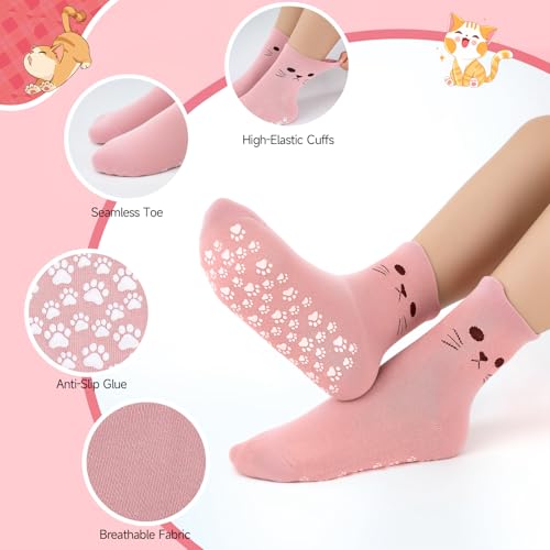 Cat Paw Grip Socks for Women - 5 Pack in Multiple Colors