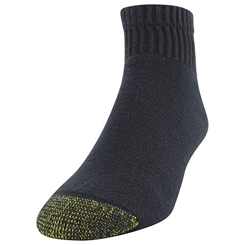 GOLDTOE Men's 656P Cotton Ankle Athletic Socks - 12 Pairs, Large, Black