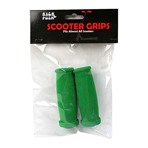 Foam Handle Grips for Scooters - 2 Pack with End Caps (Green)