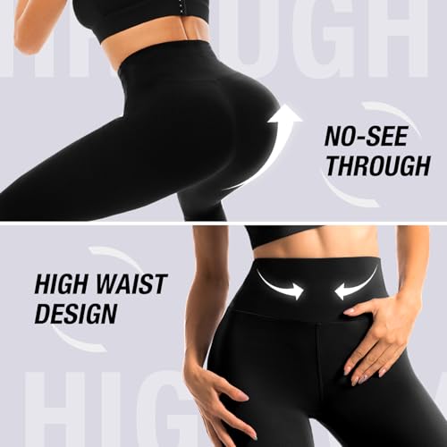 High Waisted Leggings for Women - Full Length Black, Small-Medium