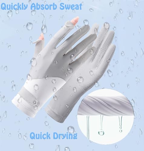 Full Finger Summer Cycling Gloves - UV Protection & Touchscreen - Grey