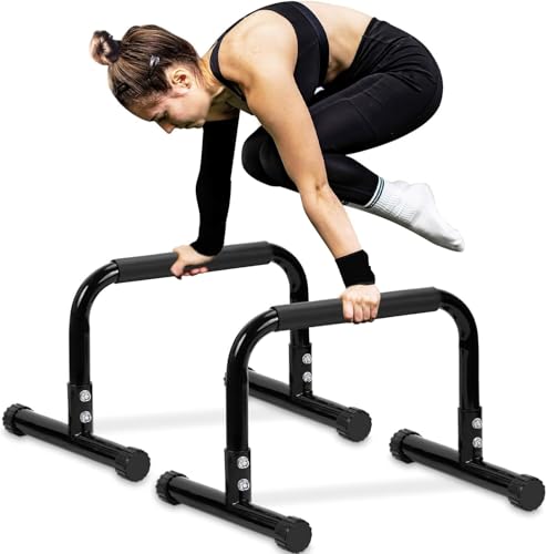 Heavy-Duty Push Up Bar - 14'' Steel Parallettes - Black