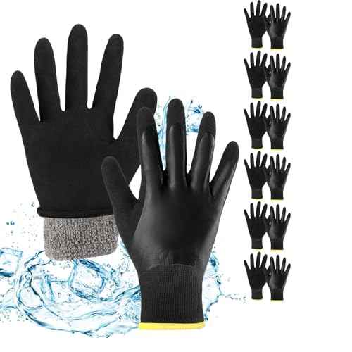 Sintuff Waterproof Work Gloves for Men Insulated Freezer Winter Work Gloves with Sandy Grip for Outdoor