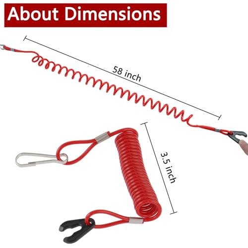 Boat Engine Safety Kill Switch Lanyard Tether - 3.5 Inch Coiled