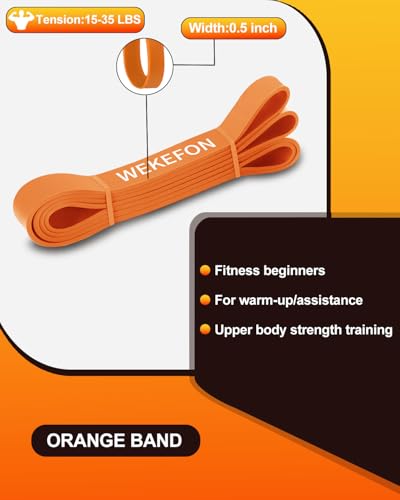 Resistance Bands Set - Pull Up Assist Bands, Orange - Stretch Mobility Band for Strength Training