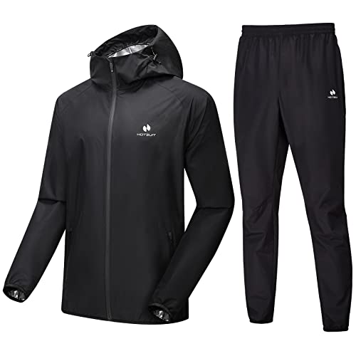 Sauna Suit for Men - Weight Loss Sweat Jacket & Pants - Black - X-Large