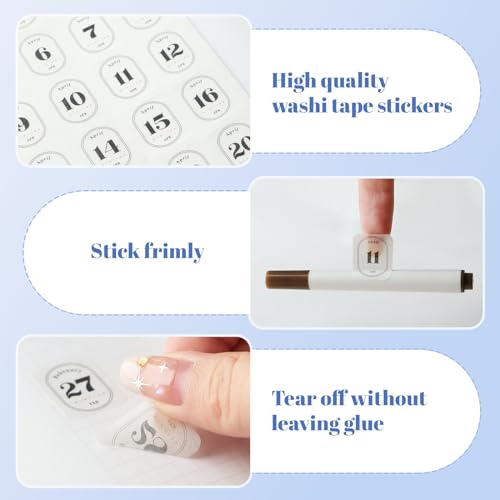Round Monthly Calendar Stickers - 12 Date Planner Stickers