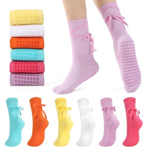 Pilates Socks with Grips for Women - Crisscross Strap - 6 Colors
