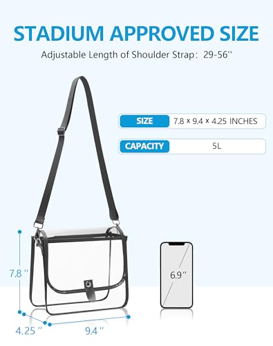 Stadium Approved Clear Bag - Black Clear Purse for Events