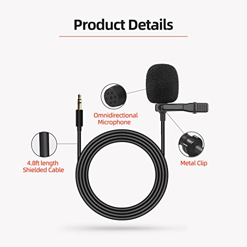 Wired Car Microphone with 3.5mm Plug - Noise Cancelling Lavalier Mic